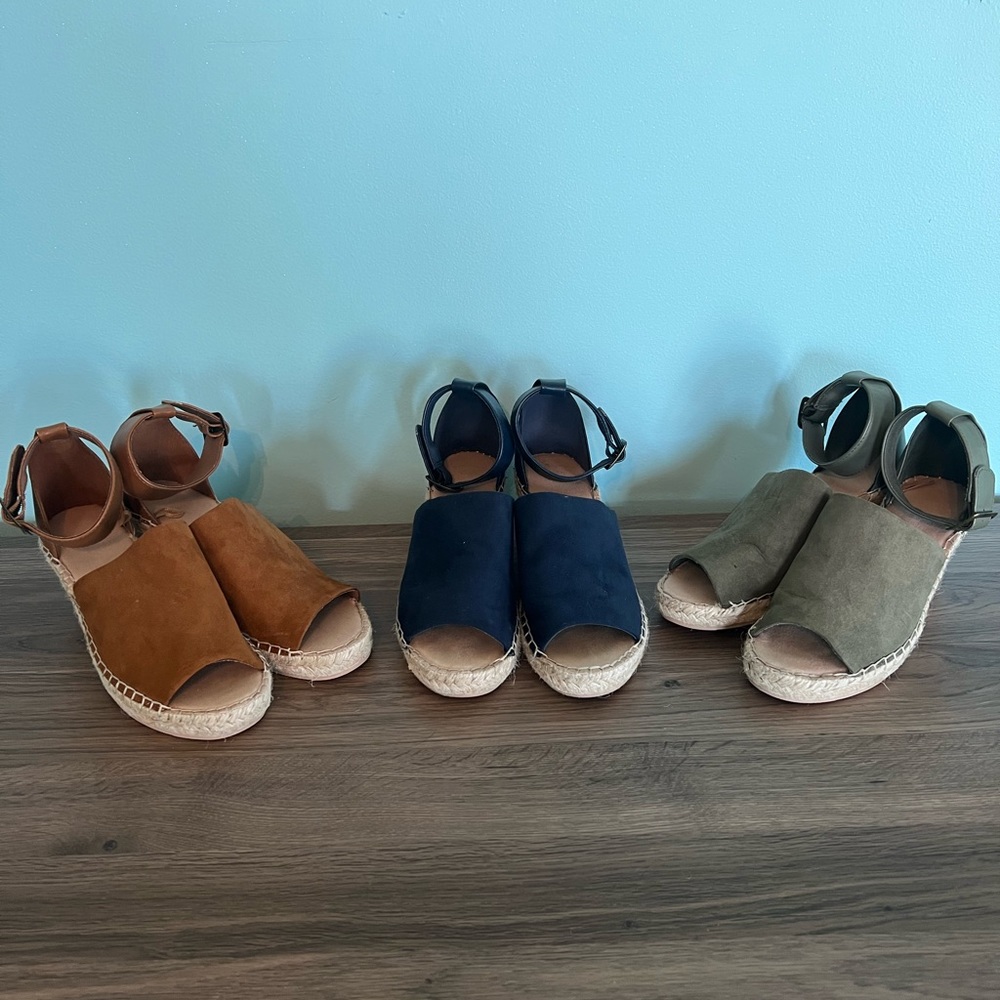 OLD NAVY Wedge Espadrilles, size 7, Brown and Hunter Green. NAVY IS SOLD!!
